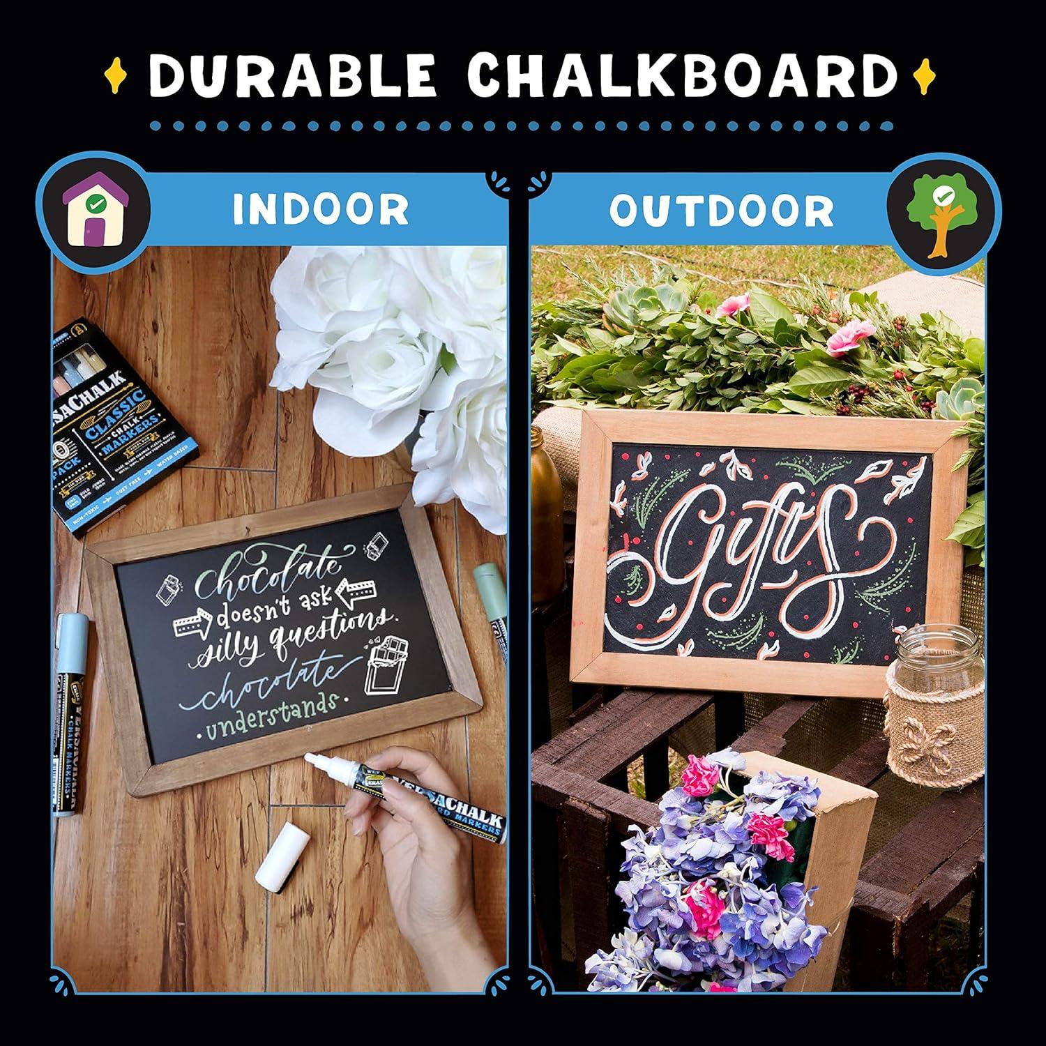 VersaChalk VersaChalk Steel Reversible Mini Magnetic Chalkboard, Up to 2' Size  + Fine Tip White Marker