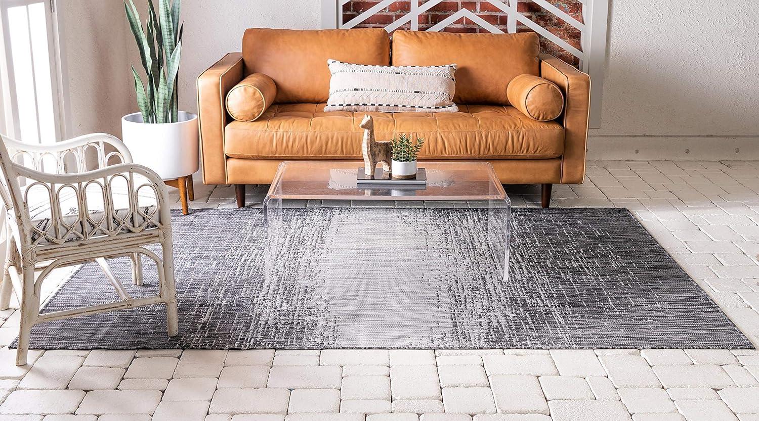 Unique Loom Outdoor Modern Ombre Abstract Woven Area Rug