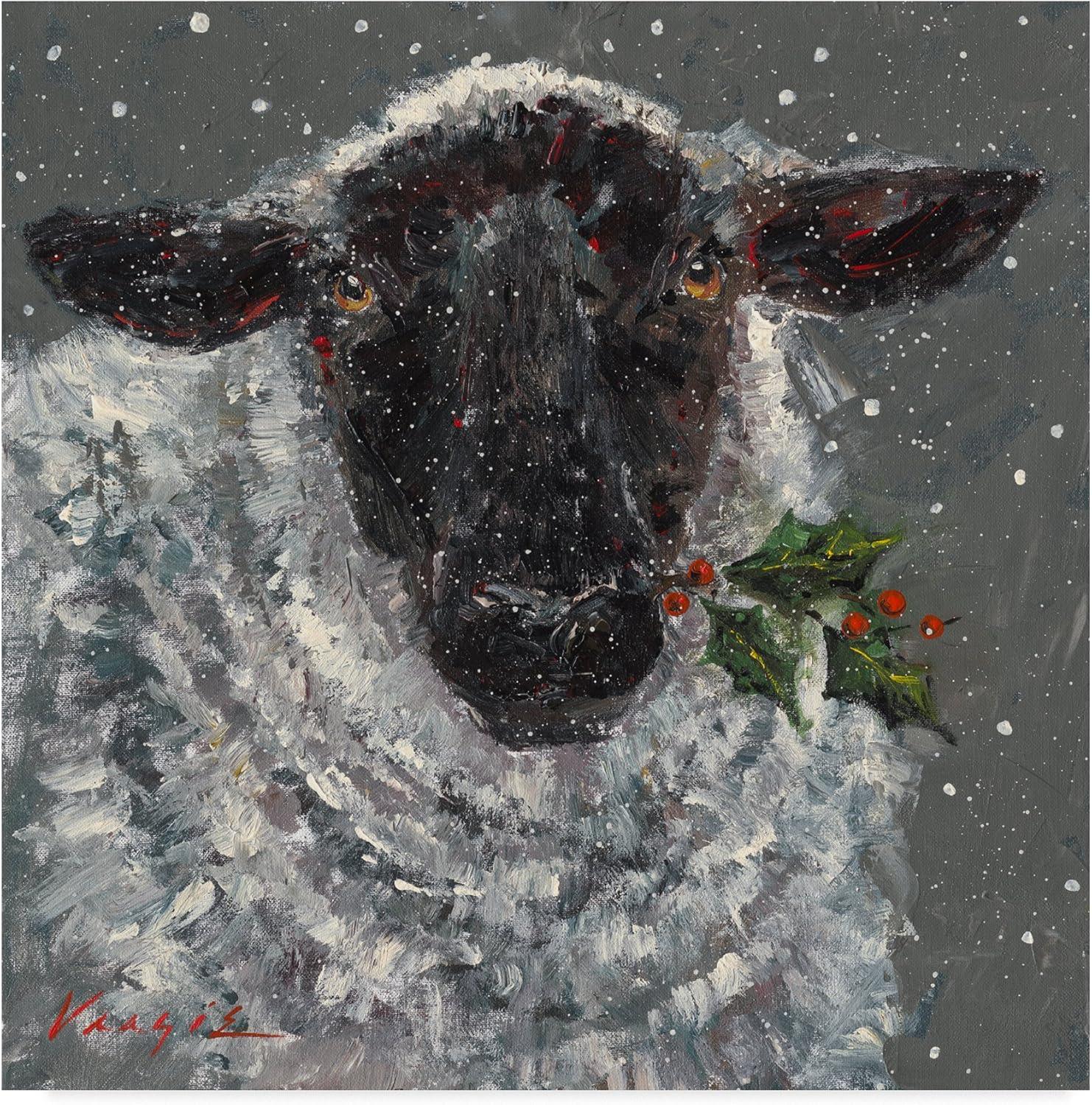 Trademark Fine Art -Mary Miller Veazie 'Wren The Christmas Sheep' Canvas Art