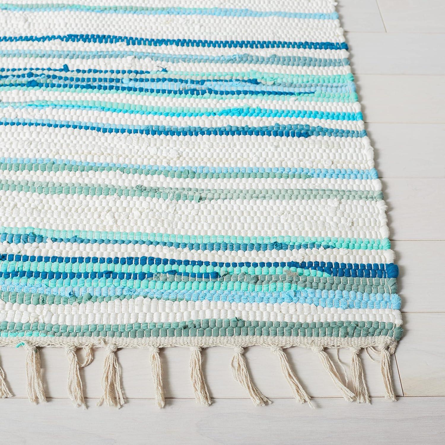 Rag Rug RAR126 Hand Woven Indoor Accent Rug - 2'3"x5' - Ivory/Green - Safavieh