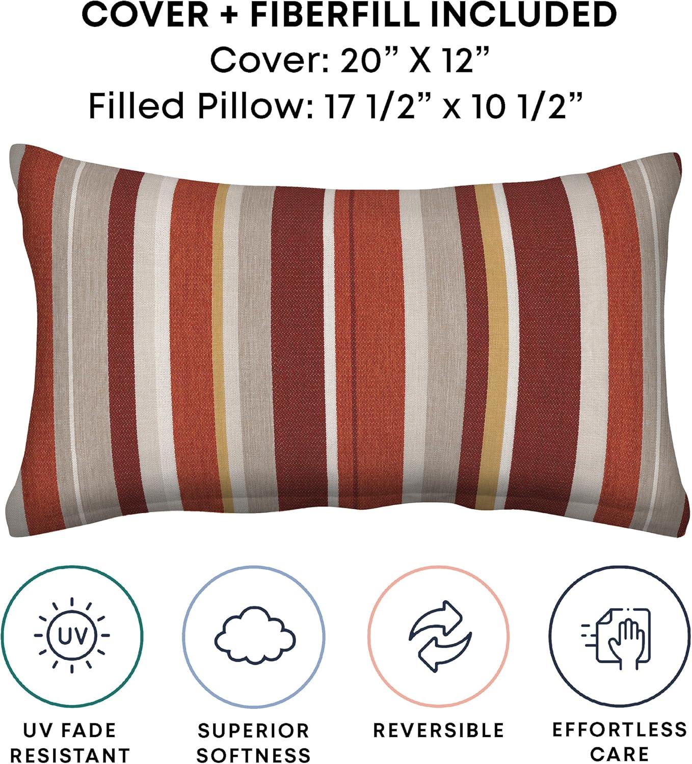 Striped Olefin Indoor/Outdoor Reversible Throw Pillow (Set of 2)