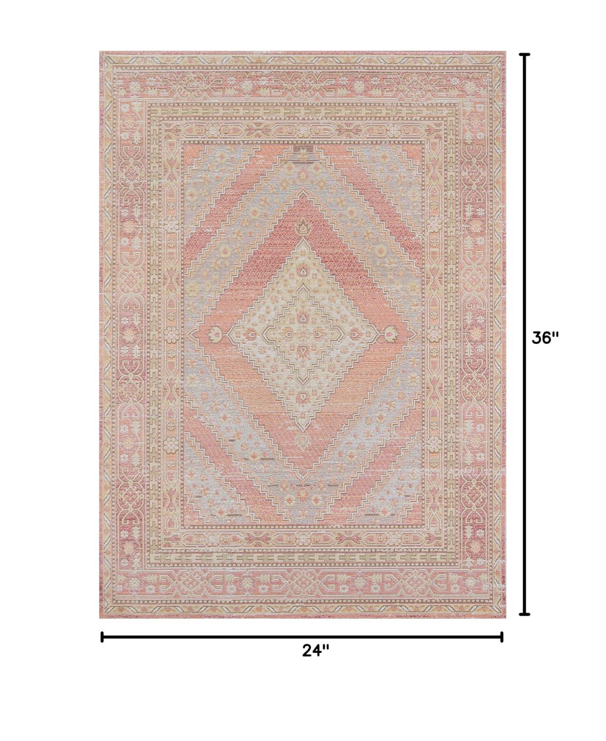 2'x3' Shapes Geometric Loomed Accent Rug Pink - Momeni: Modern Indoor Low Pile Polyester Rectangle Rug
