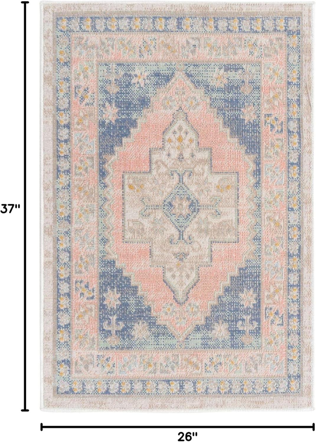 Unique Loom Whitney Collection Area Rug - Geneva (2' 2" x 3' 1" Rectangle French Blue/Beige)