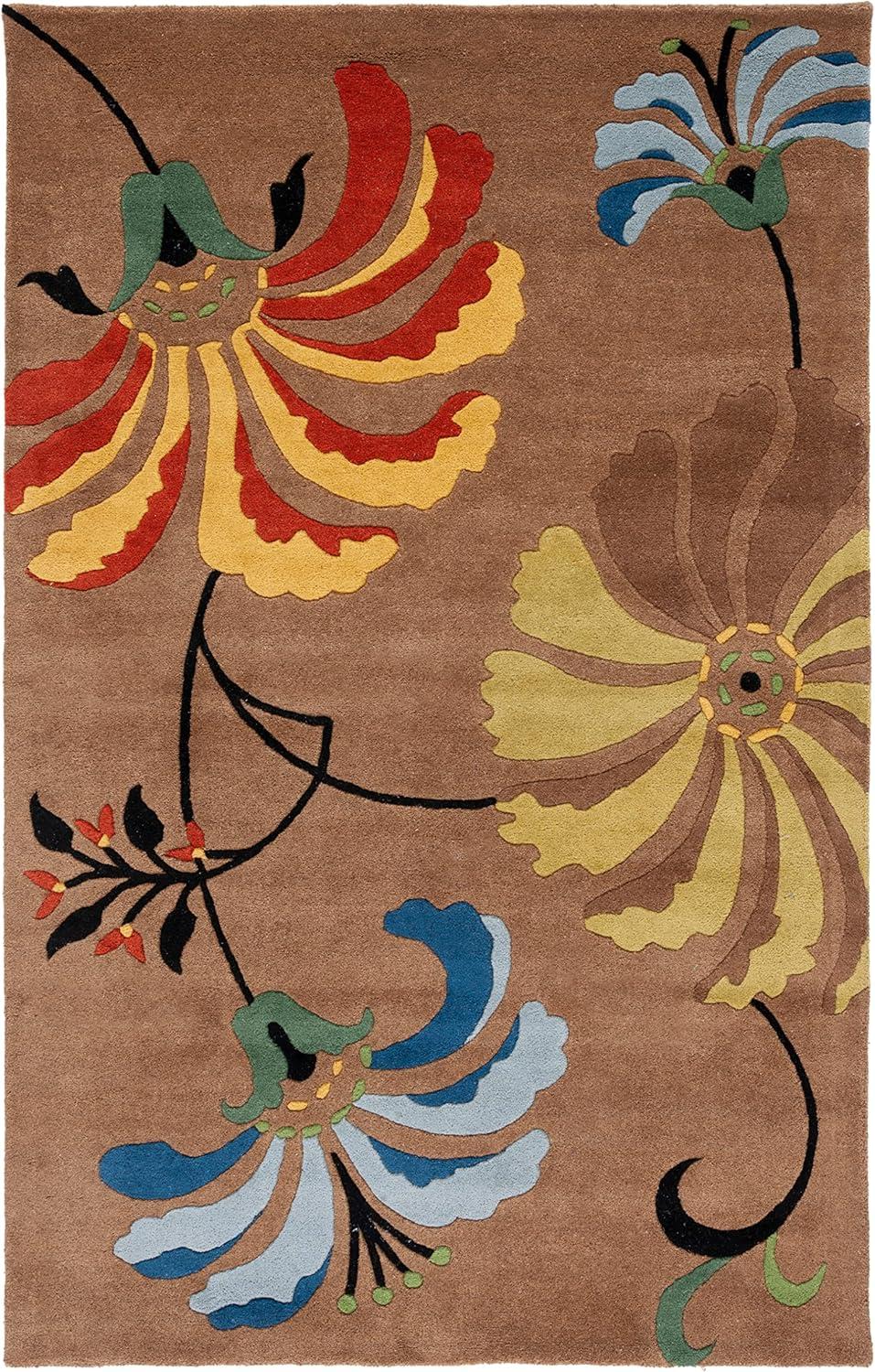 SAFAVIEH Soho Brooke Floral Wool Area Rug, Brown/Multi, 3'6" x 5'6"
