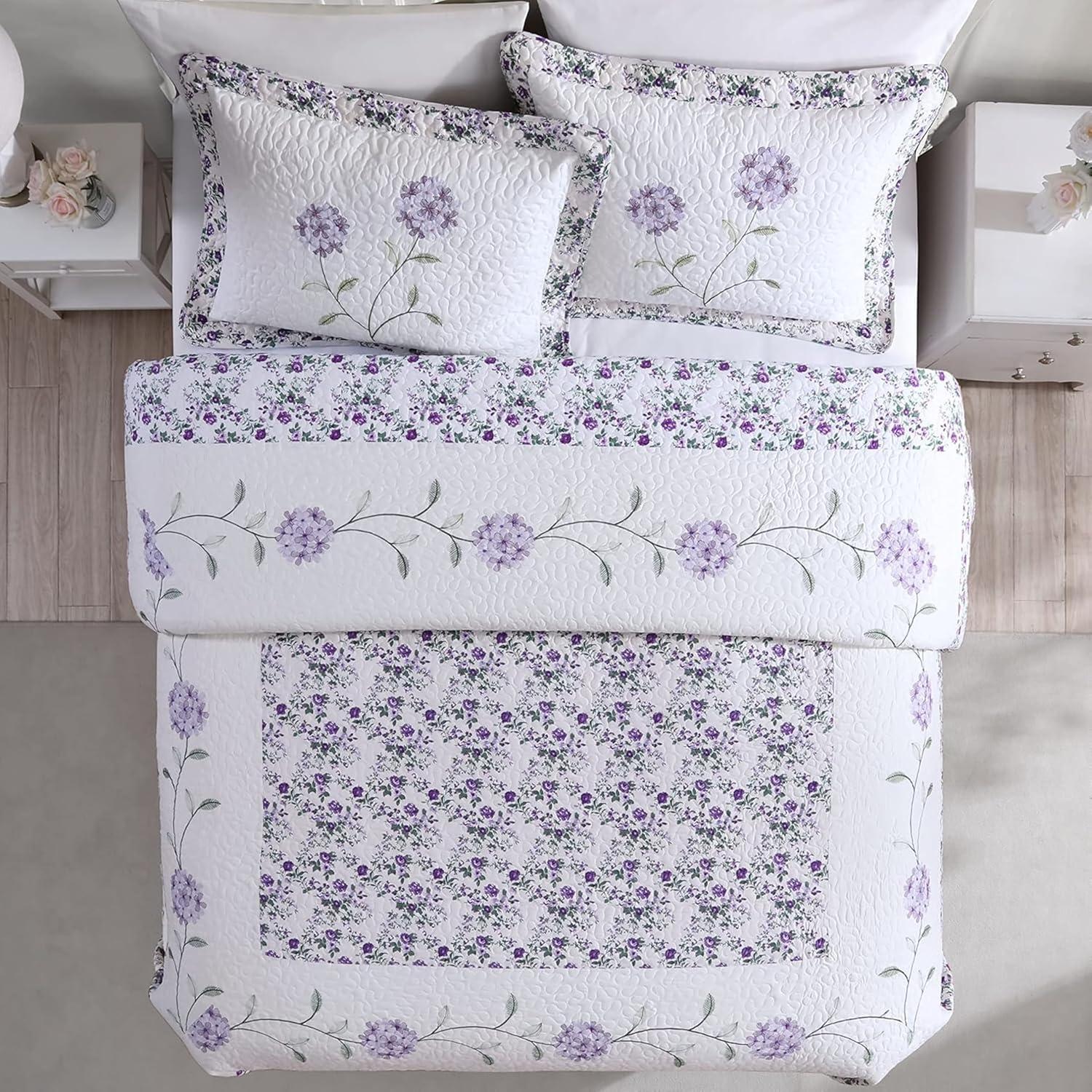 Beatrice Home Fashions Nature and Floral Lavender Polyester Bedspread, Twin