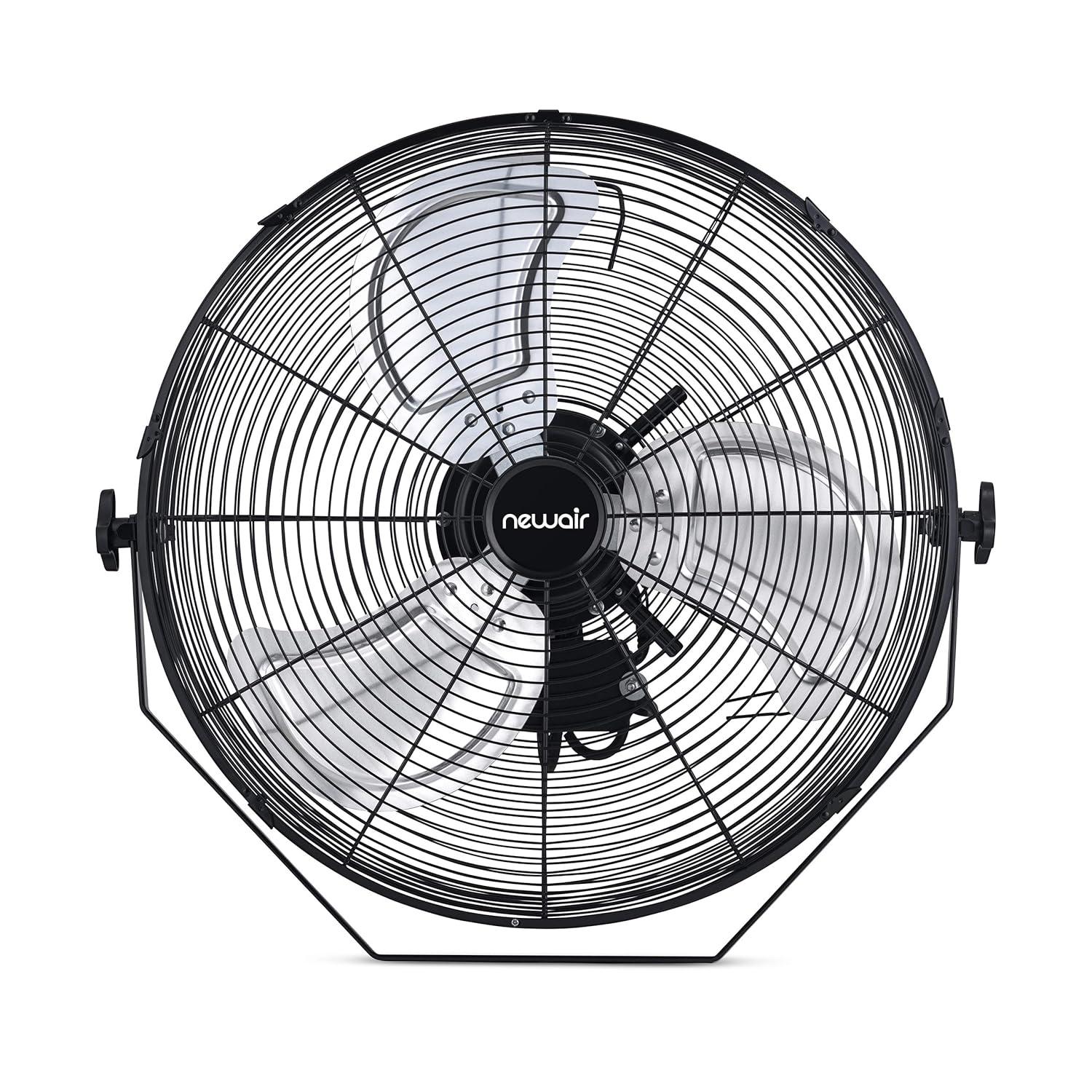 Newair Newair 20" High Velocity Wall Mount Fan, Heavy Duty Waterproof Outdoor Fan, Adjustable Tilt and 3 Speeds up to 4650 CFM, Pull Chain Switch