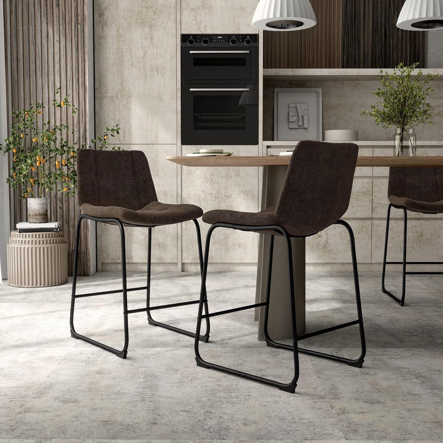 Furniture of America Perri Modern Chenille Counter Height Dining Chairs, Brown (Set of 2)