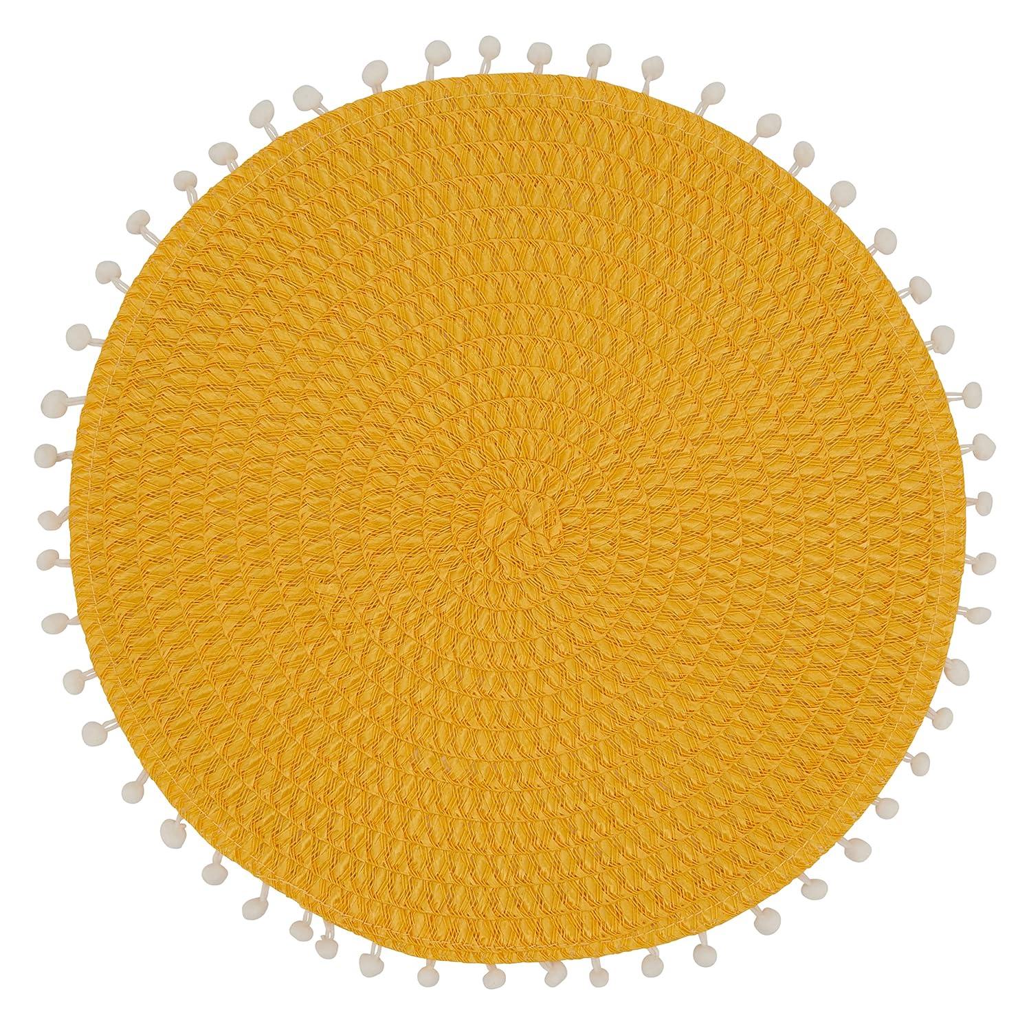 Saro Brielle Collection Polypropylene Plastic No Pattern Round Placemat (Set of 4)