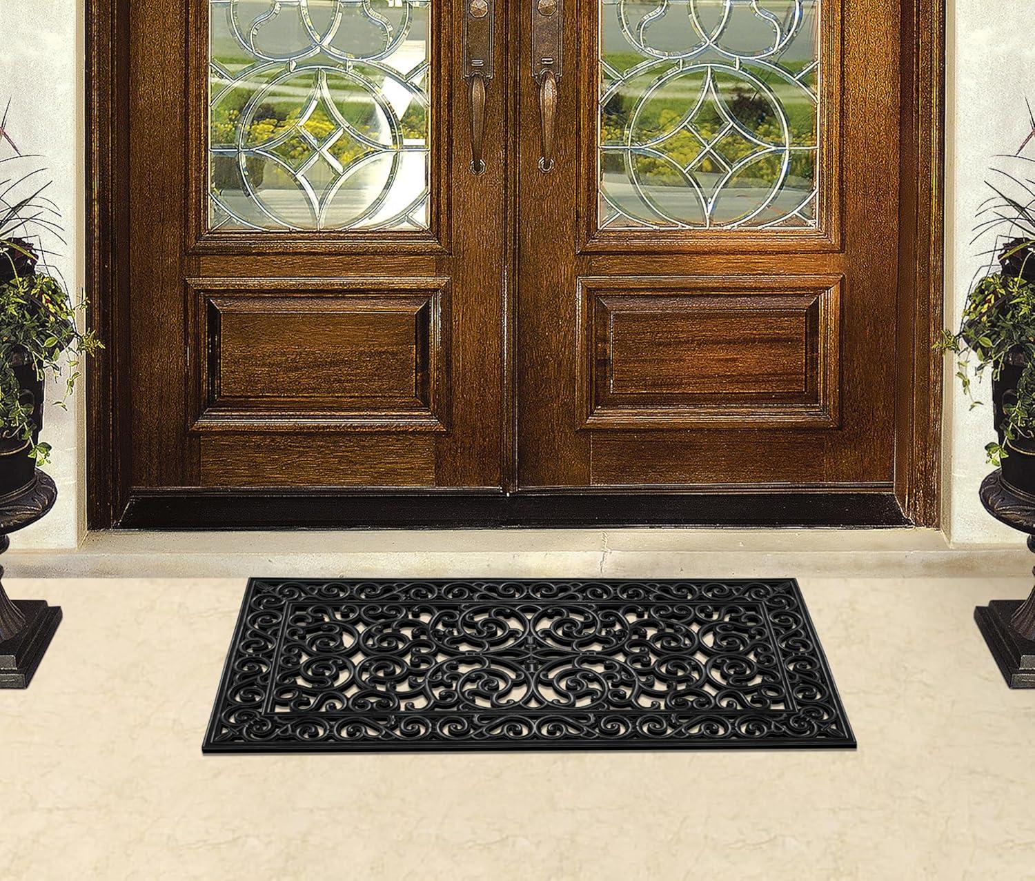 A1HC Extra Large Outdoor Floor Mat, Natural Rubber, 24" X 48", Ideal for Outside entryway, Dirt Shoe Scraper, Door mat for Indoor Outdoor, Mats for Entry, Patio, Busy Areas