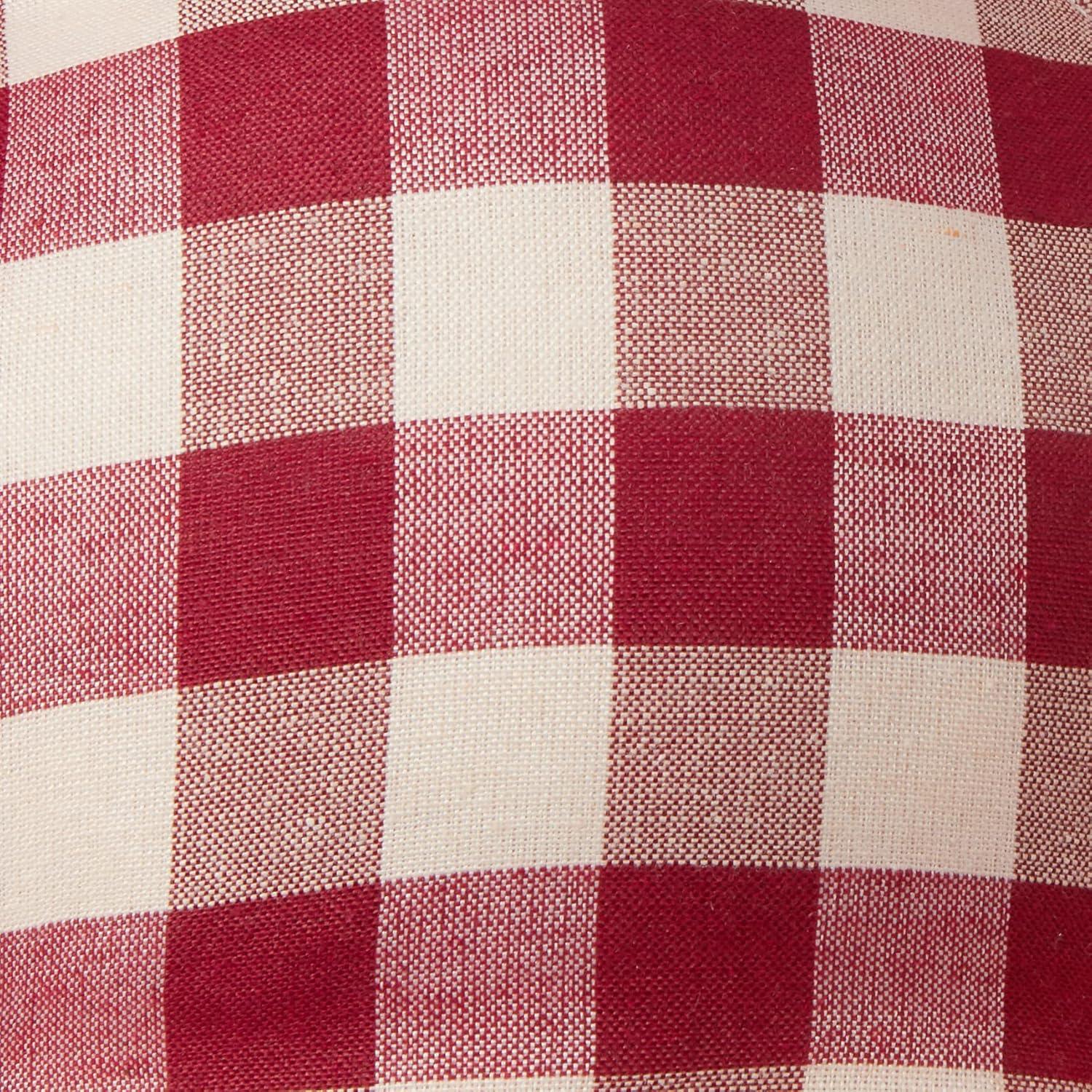 Kate Aurora Set of 2 Country Farmhouse Plaid Stain/Water Resistant Chair Cushions - Burgundy