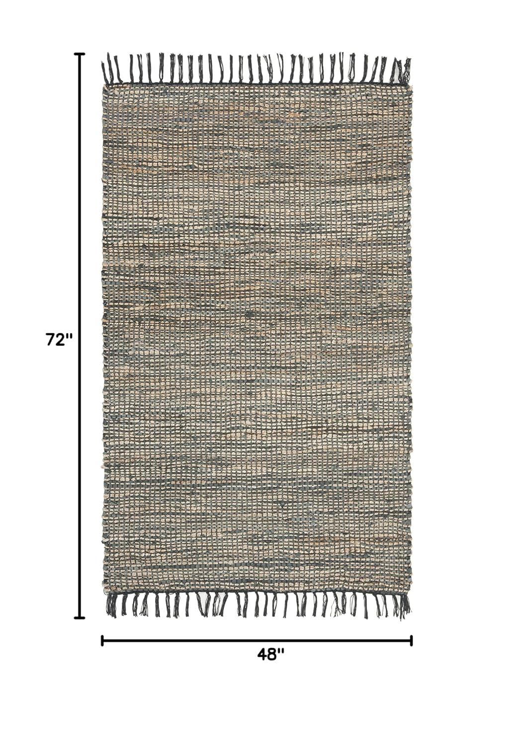 Vintage Leather VTL203 Hand Woven Indoor Area Rug - Grey - 4'x6' - Safavieh