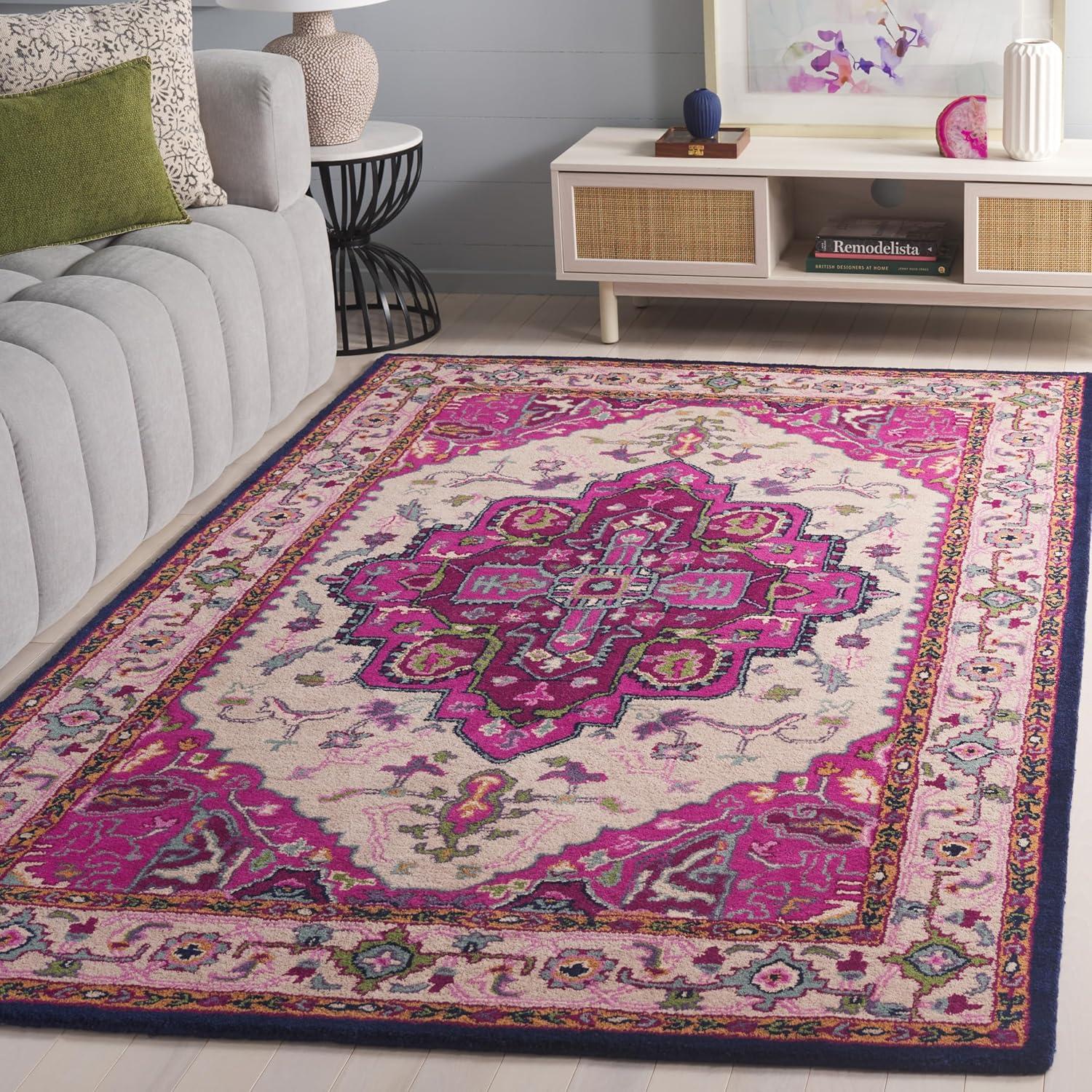 Bellagio BLG541 Hand Tufted Area Rug - Ivory/Pink - 6'x9' - Safavieh.