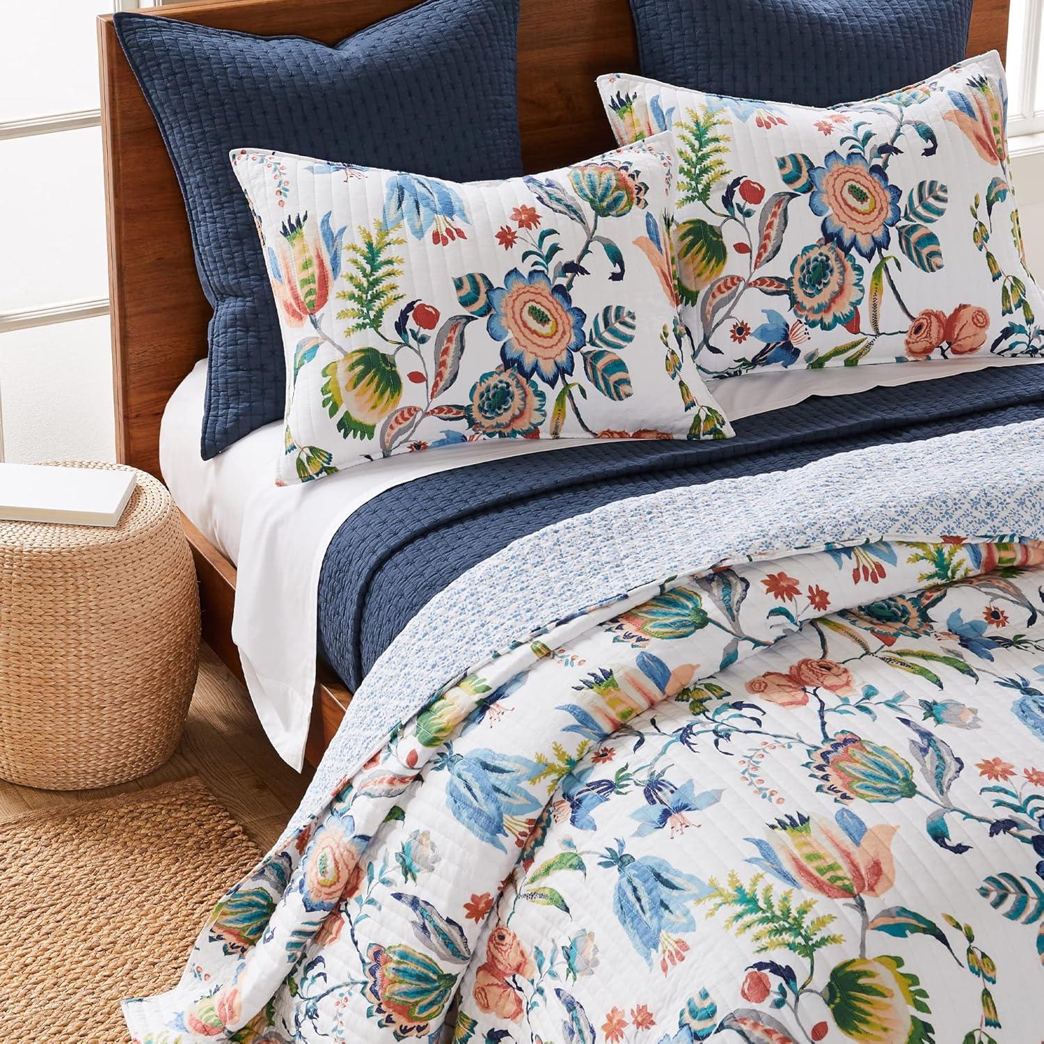 Cross Stitch Navy Full/Queen Quilt Set- Levtex Home