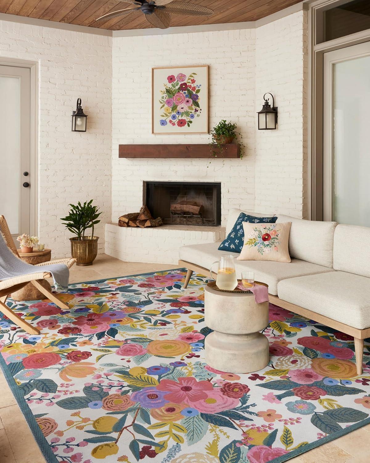 Rose Multi Floral Wool Synthetic Accent Rug 2'-5" x 3'-11"