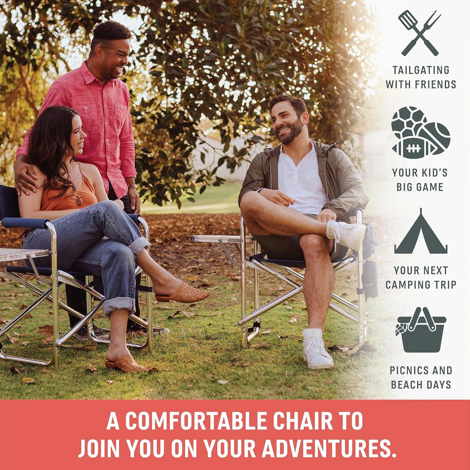 Picnic Time Sports Outdoor Portable Camp Chair with Side Table