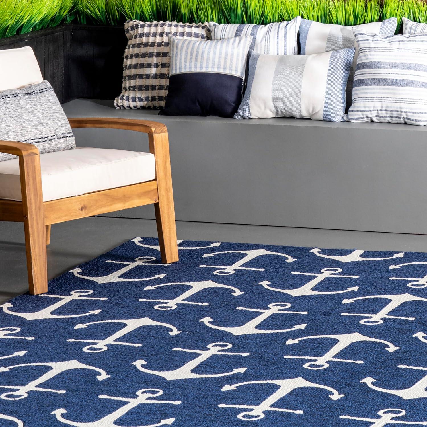 nuLOOM Hand Hooked Despina Indoor/ Outdoor, Navy, 2' x 3' Area Rug