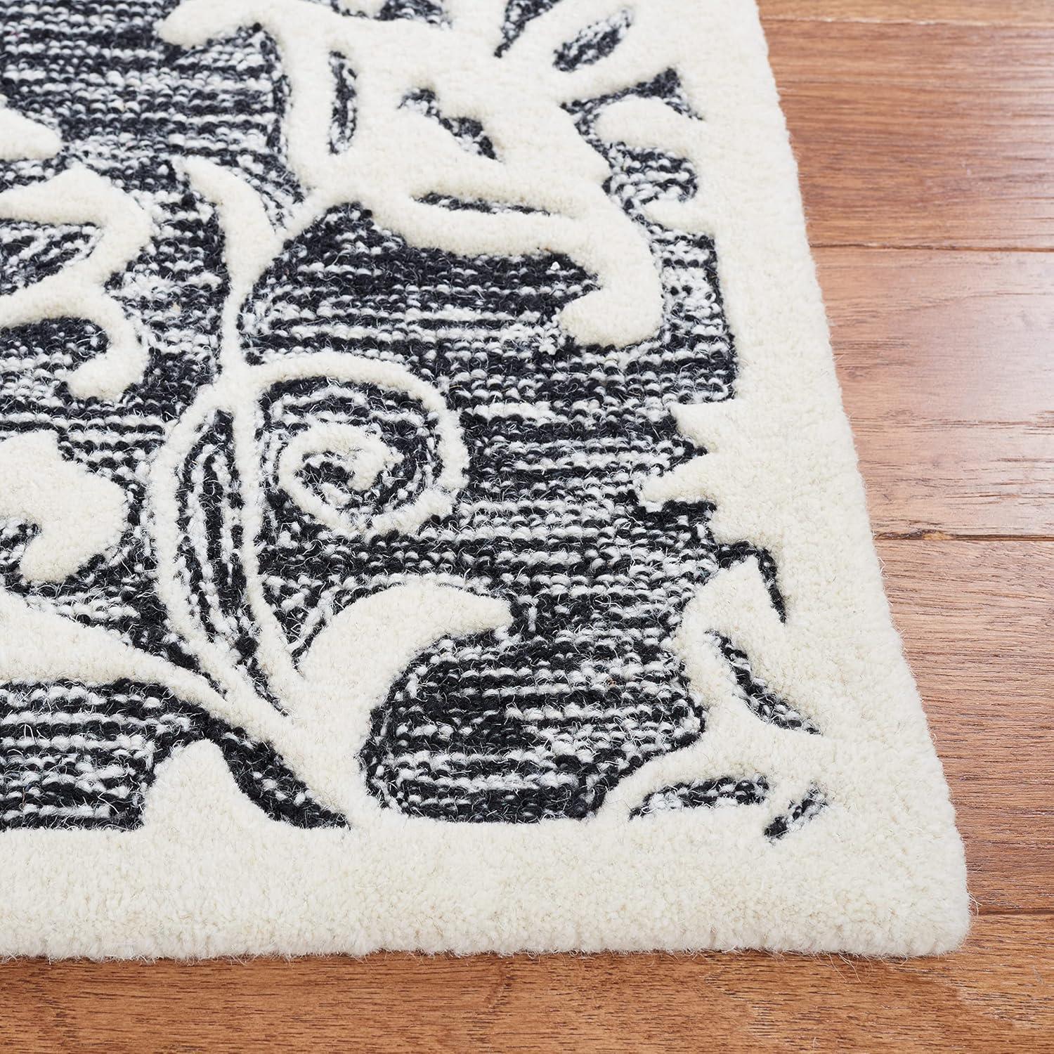 Metro MET853 Hand Tufted Indoor Area Rug - Black/Ivory - 6'x6' - Safavieh