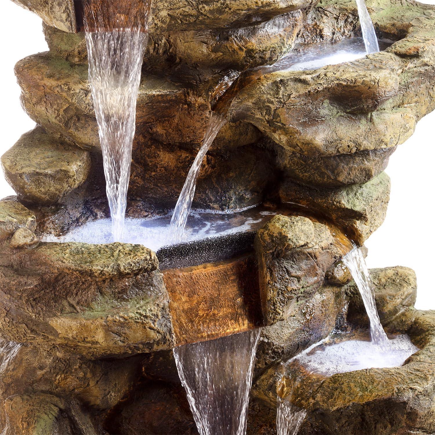 Alpine Corporation 6-Tier Amazonian Water Fountain with LED Lights