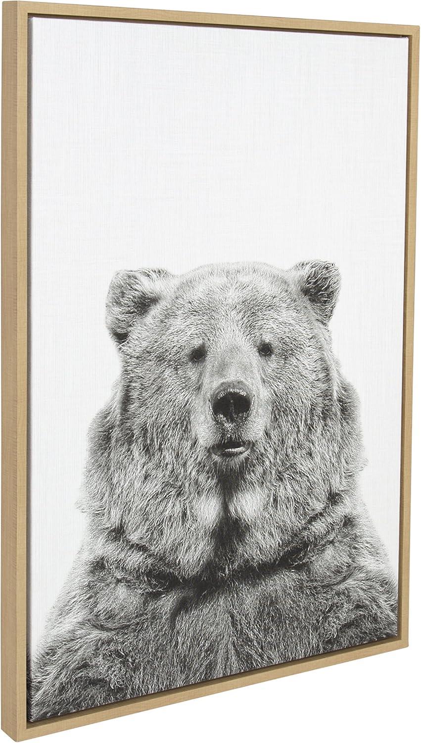 33" x 23" Sylvie Bear Animal Print And Portrait By Simon Te Tai Framed Wall Canvas - Kate & Laurel