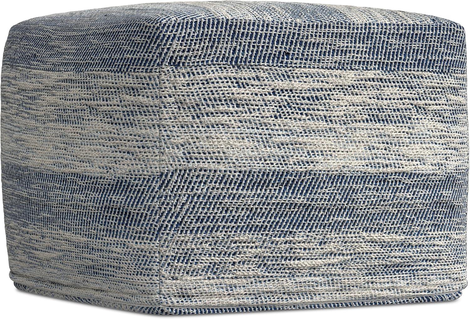 Simpli Home Clay 18"W Upholstered Cotton Square Pouf