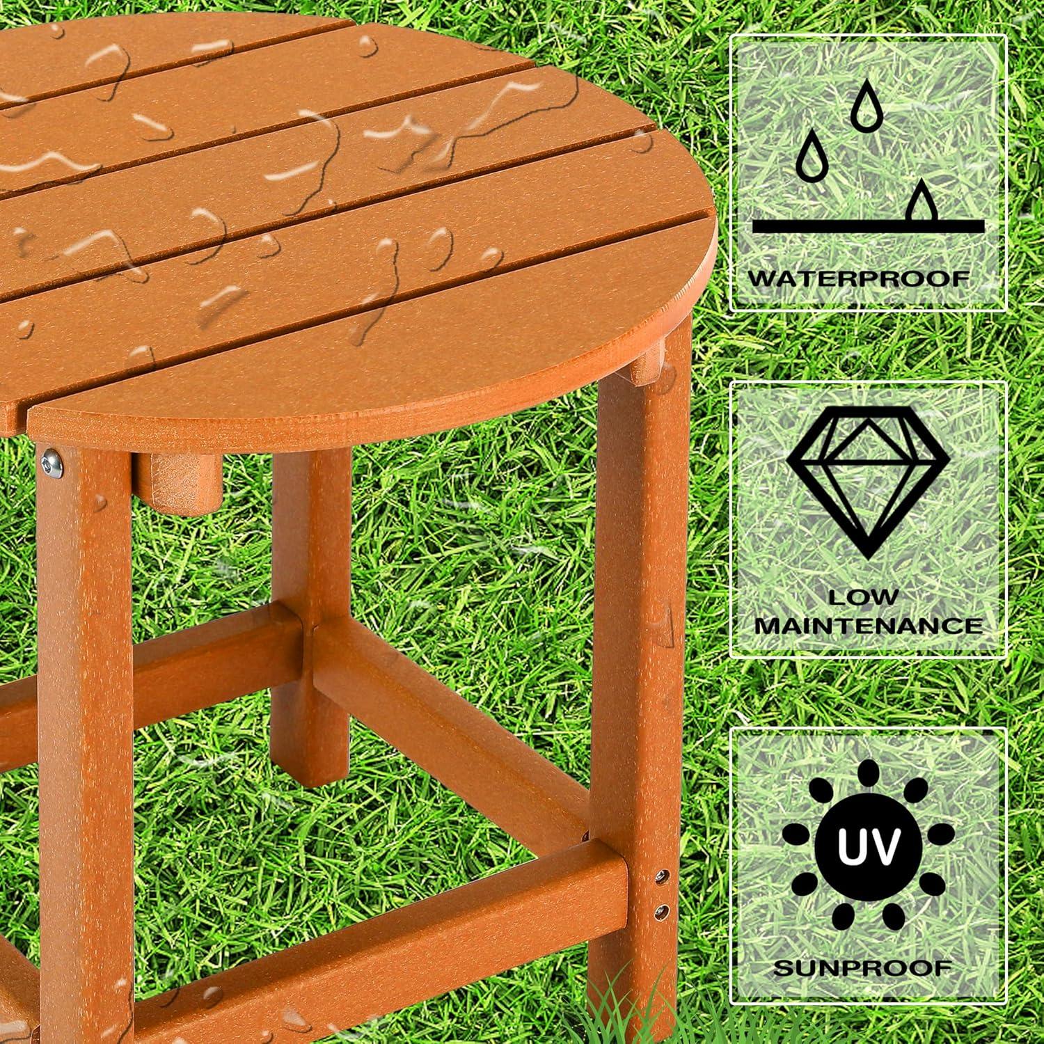 WestinTrends All-Weather Outdoor Patio Round Poly Adirondack Side Table, Orange