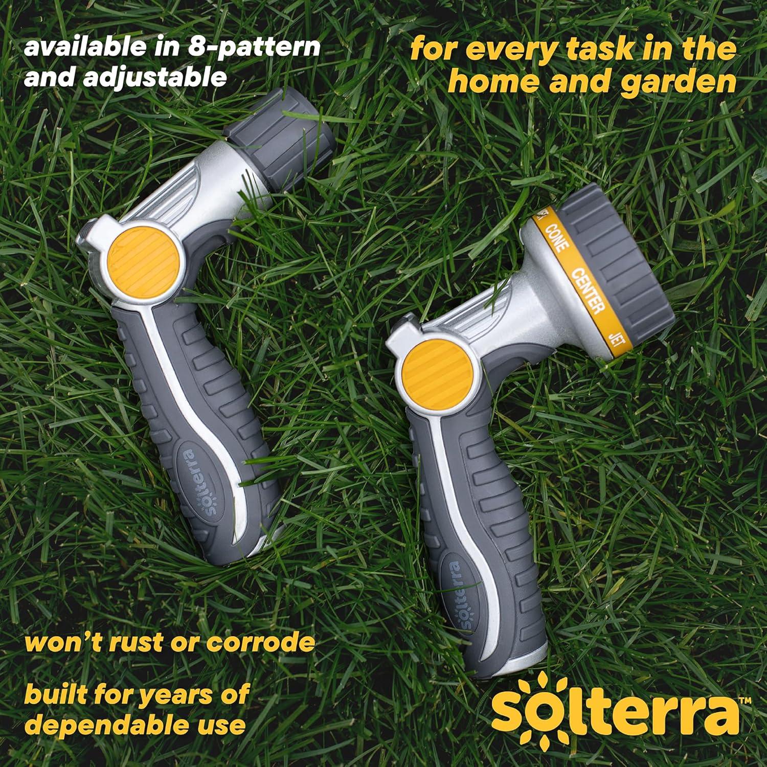 Solterra 56700 Adjustable Garden Hose High-Flow Nozzle with Thumb Control, Gray