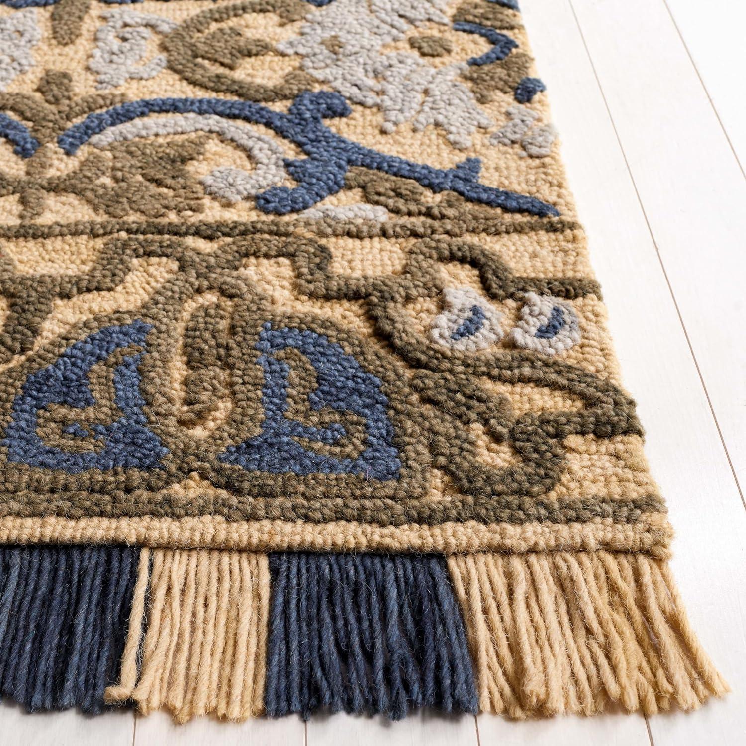 Blossom BLM422 Handmade Tufted Area Rug - Gold/Blue - 4' X 6' - Safavieh