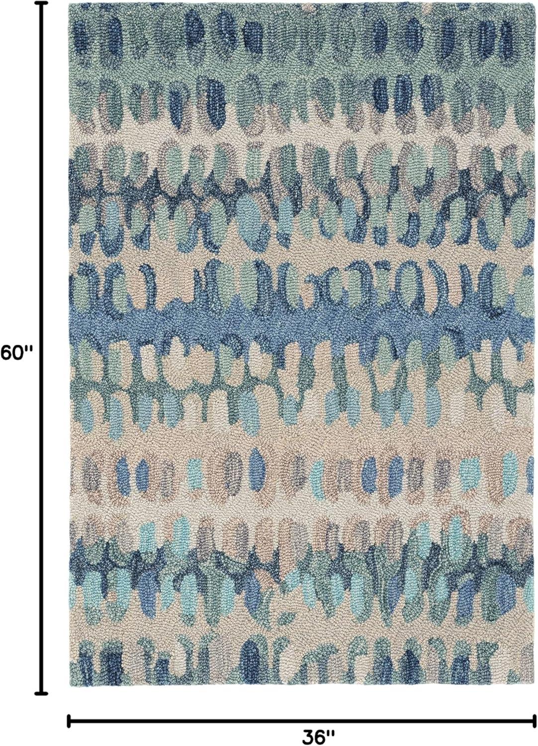 Paint Chip Abstract Hand Wool Indigo/Denim/Beige Area Rug