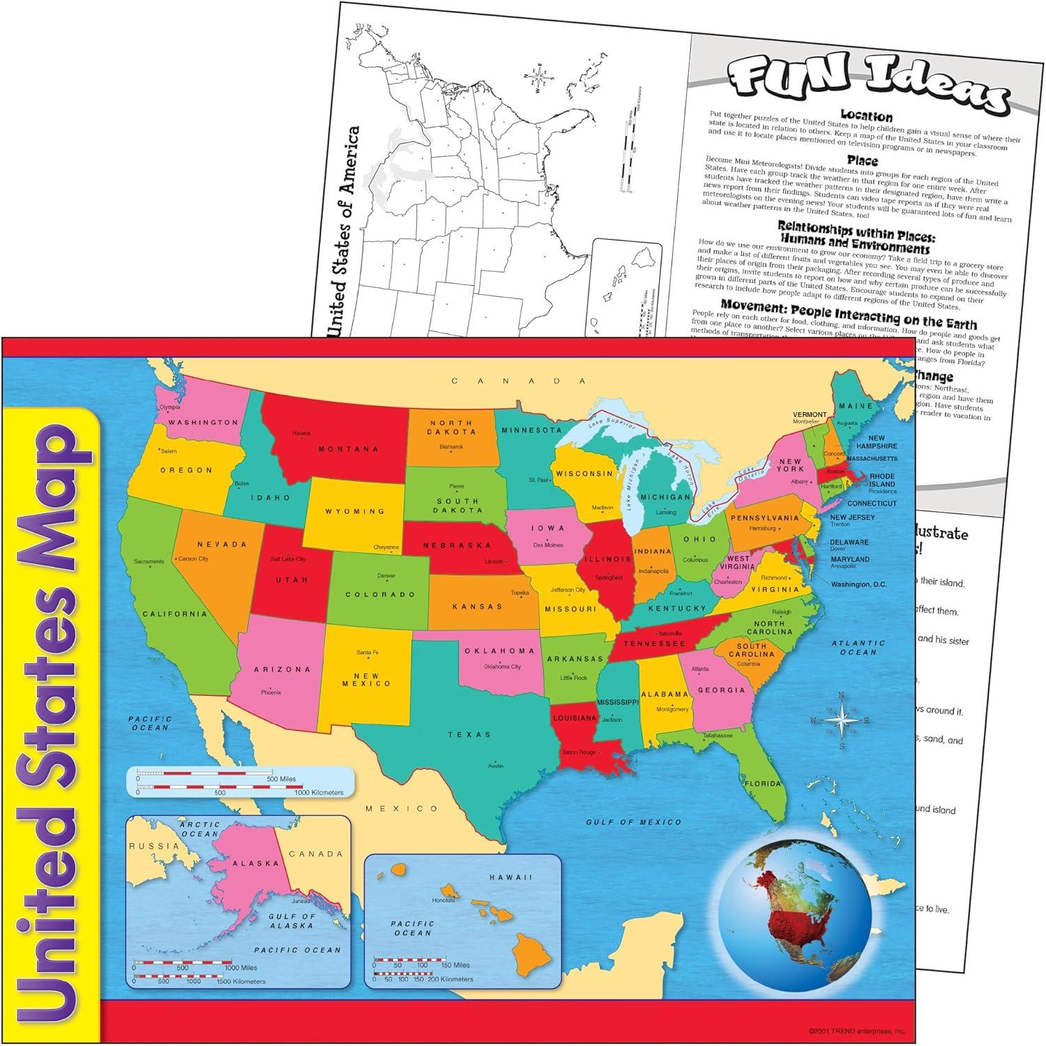 TREND United States Map Learning Chart, 17" x 22"