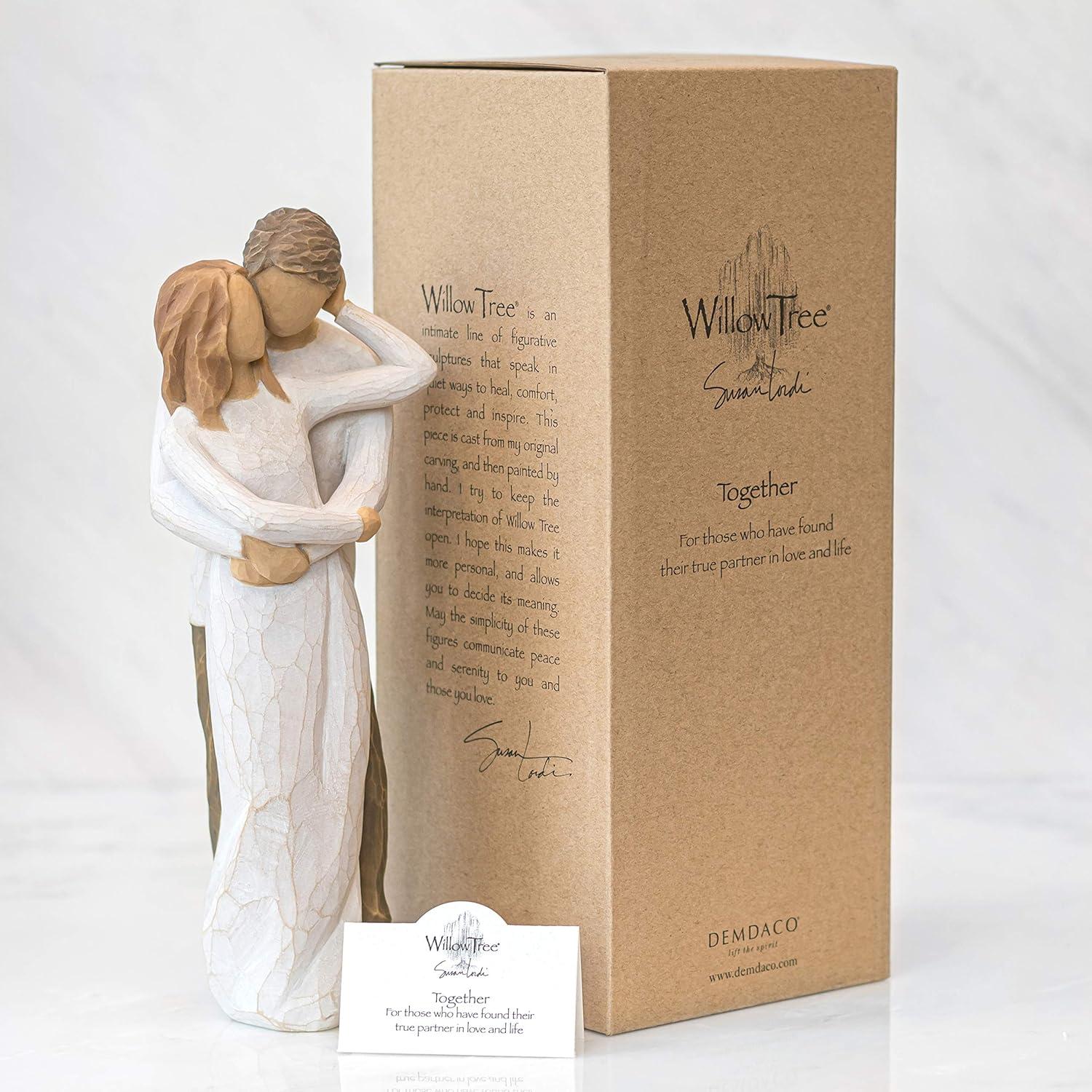 Hand-Painted Resin Couple Embrace Figurine, 9-inch