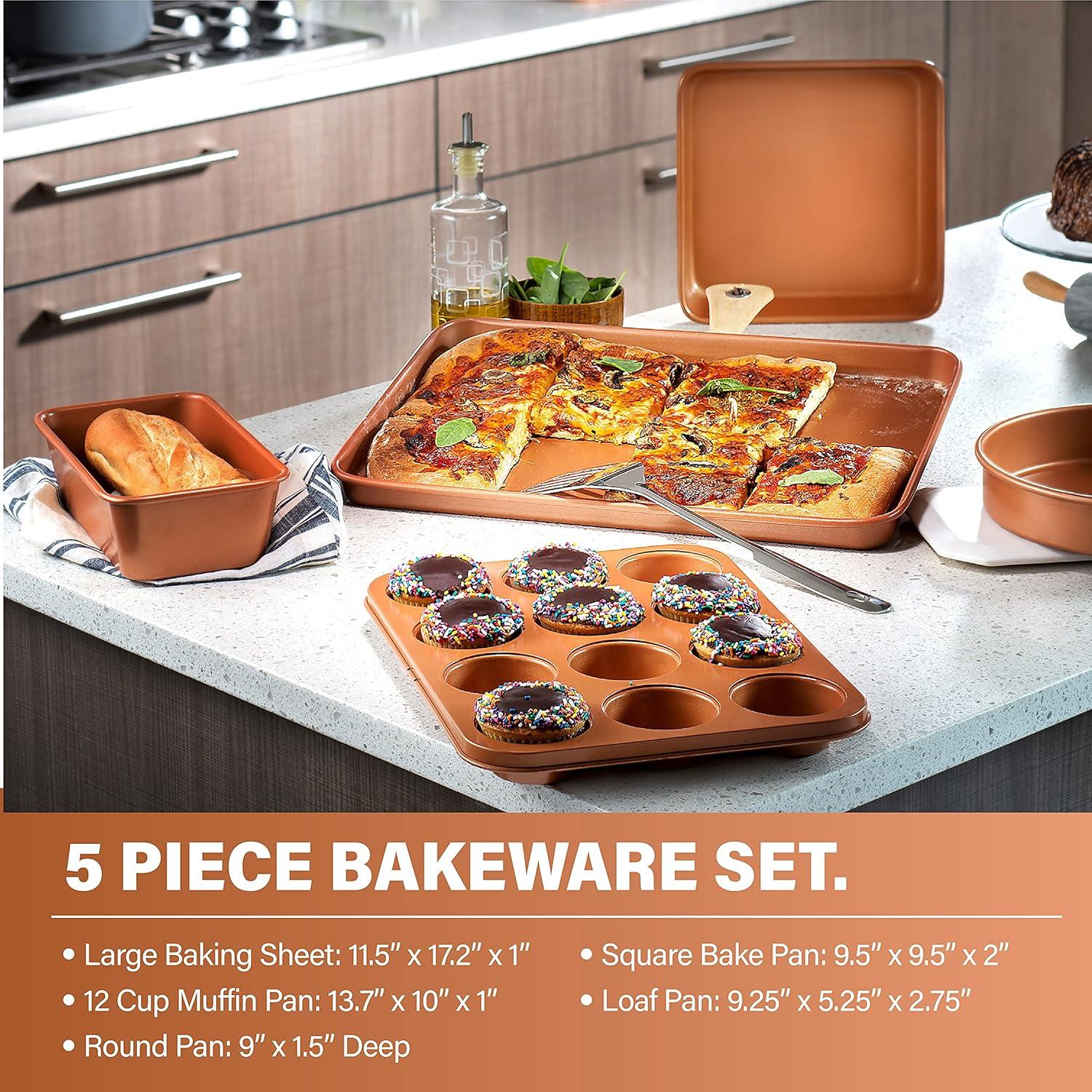 Gotham Steel Nonstick Pots and Pans 20 Pcs Kitchen Ceramic Cookware Set Bakeware Cooking Frying Skillet Sauce Pan Hammered