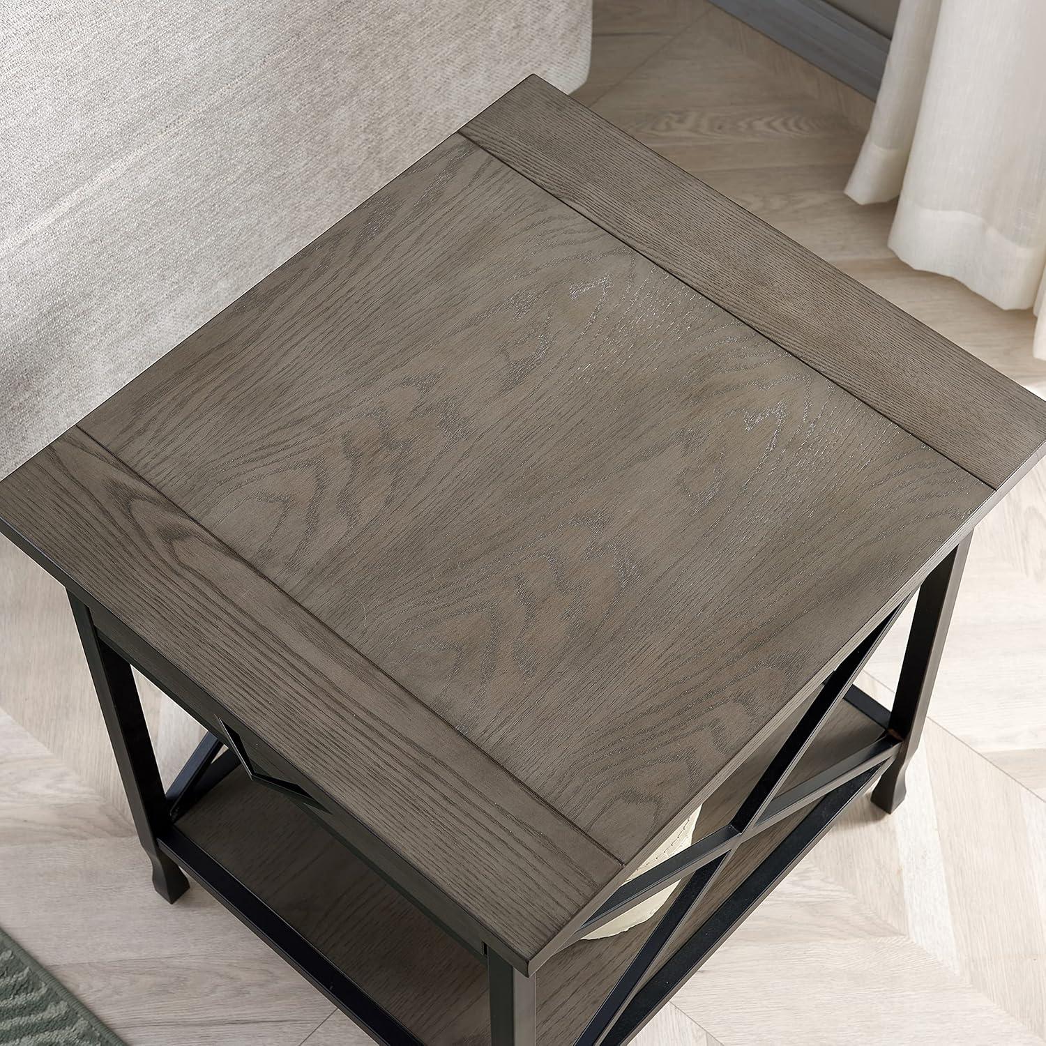 23007 Chisel & Forge One Drawer X Design Mixed Metal And Wood Side Table With Shelf, Gray And Matte Black, 22 In X 24 In X 24 In