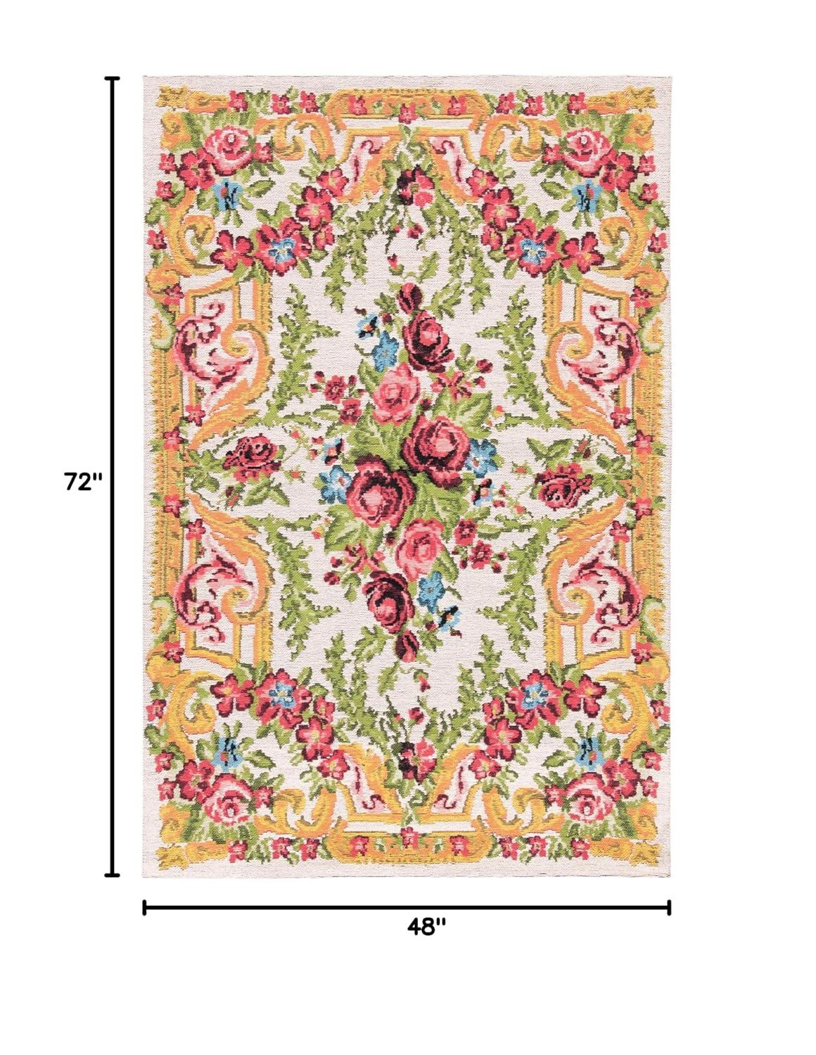 Classic Vintage CLV112 Power Loomed Area Rug - Ivory/Rose - 4'x6' - Safavieh.