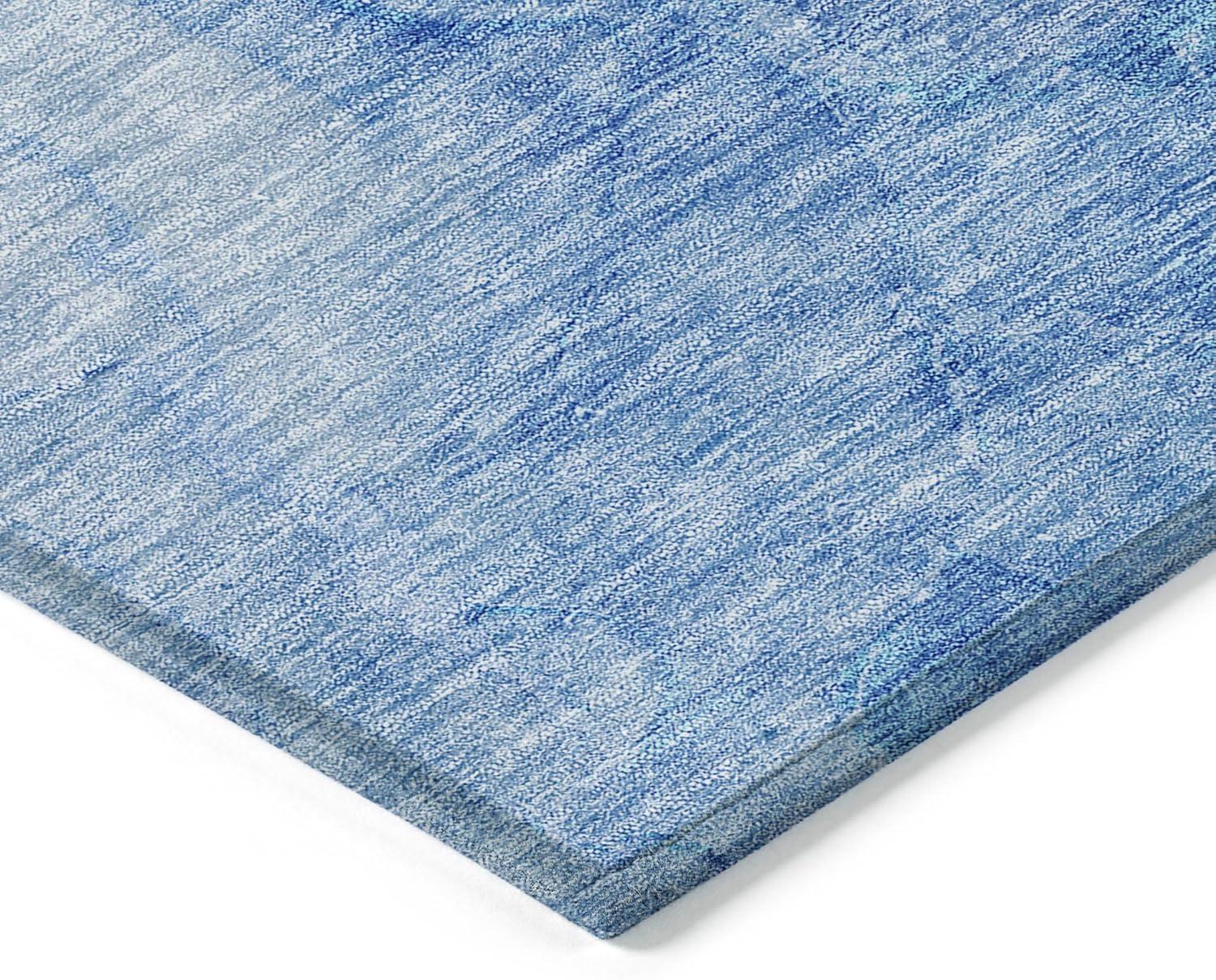 Blue Rectangular Machine-Washable Synthetic Area Rug 3' x 5'