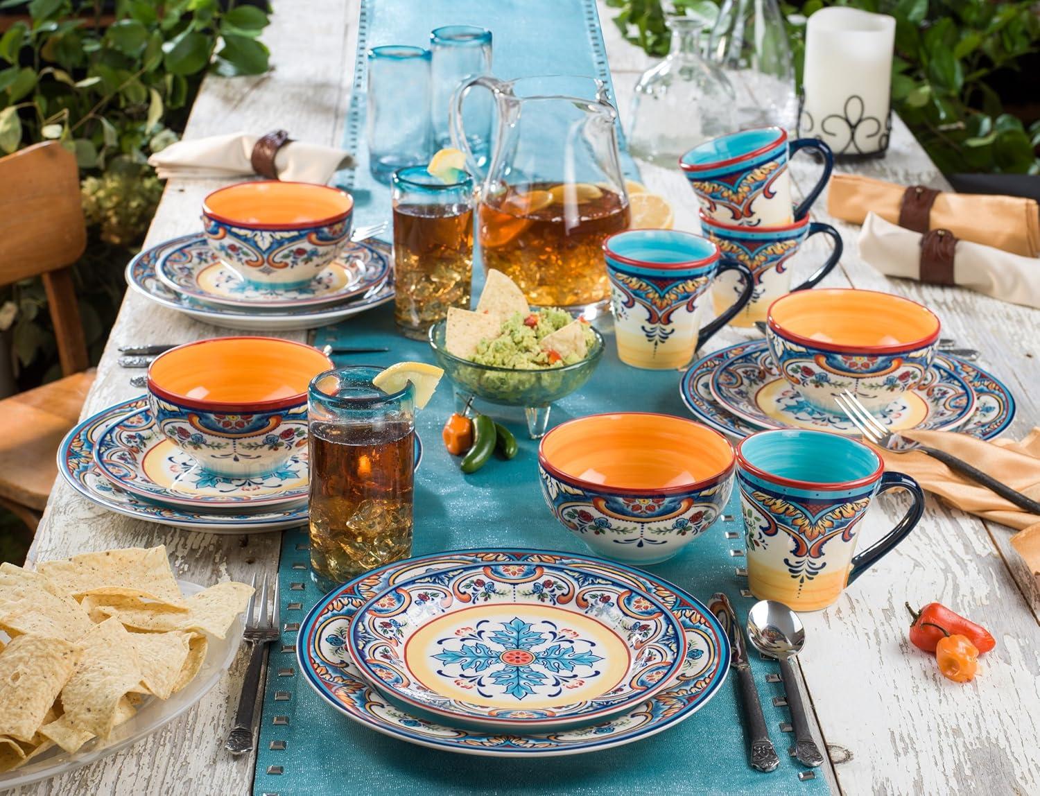 Zanzibar Multicolor Ceramic Floral 16-Piece Dinnerware Set