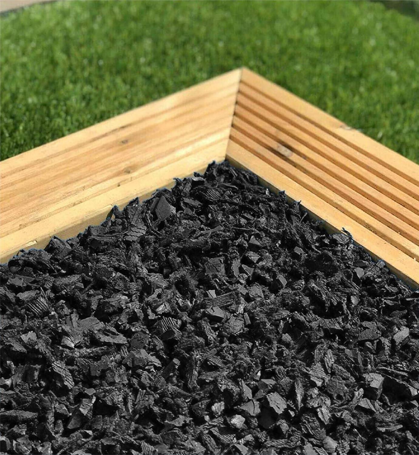 NuPlay Rubber Nugget Playground Protective Flooring Gyms, Swing Set Play Areas, 1 Pack, Black - 25Lbs
