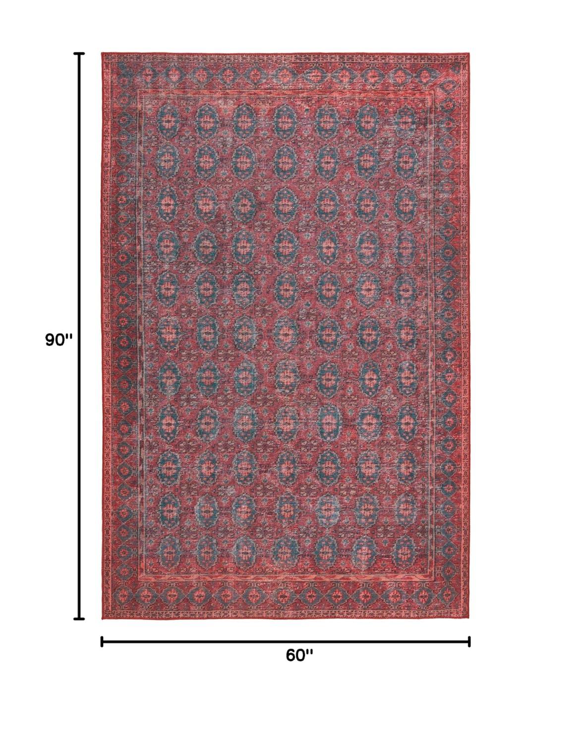 Kate Lester + Jaipur Living Machine Washable Kalinar Power Loom Performance Dark Red/Blue Rug