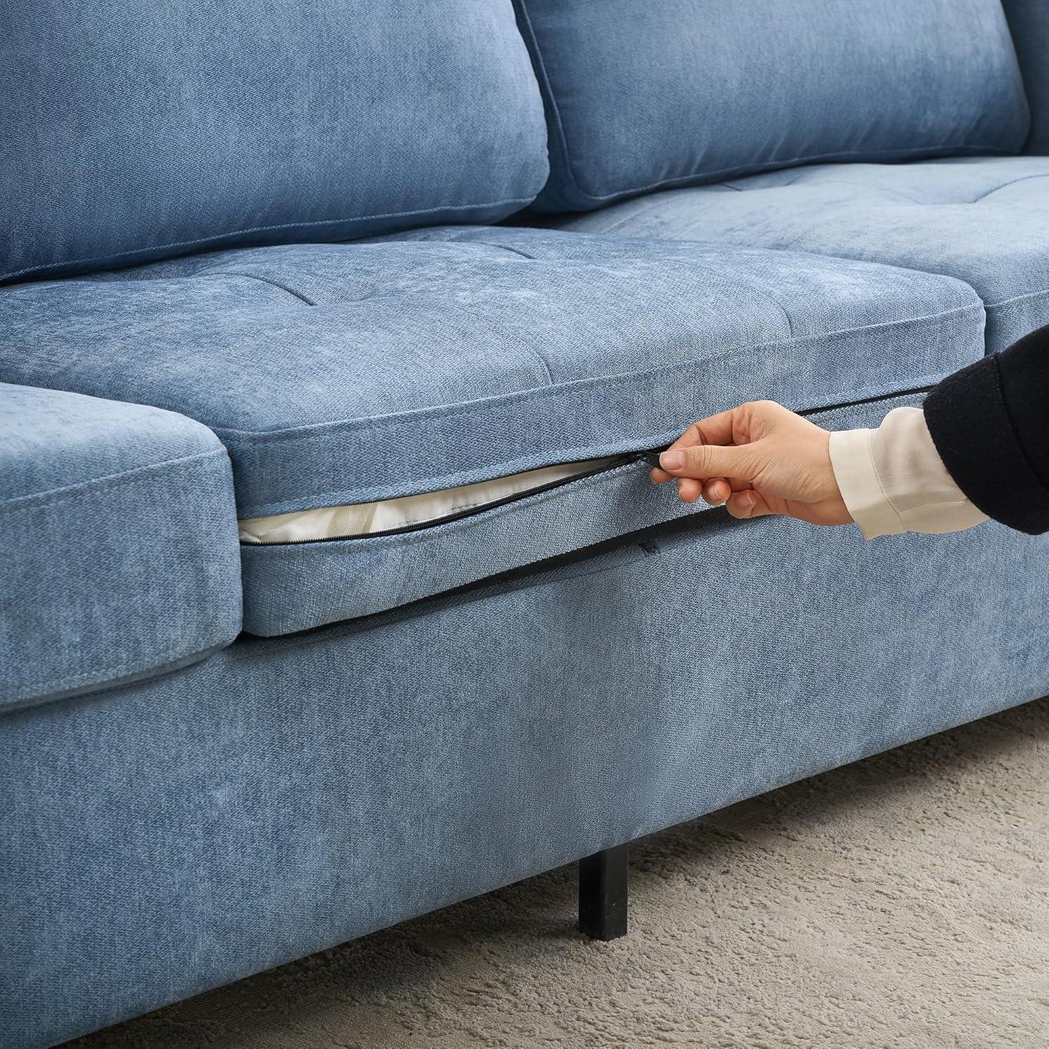 3 Seat Sofa Couch, 89" Modern Sofa with Armrests, Comfy Couch Sofa with Extra Deep Seat Couches for Living Room Bedroom Apartment,Blue