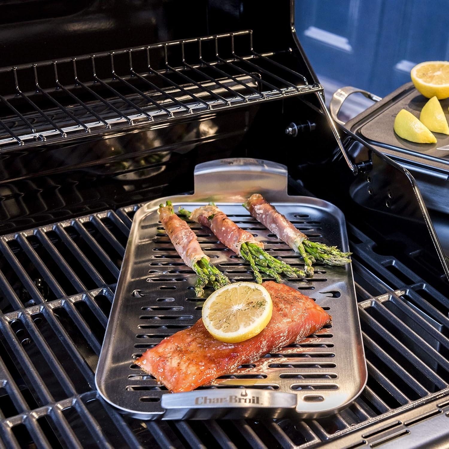 Stainless Steel Grill Topper with Slots for Vegetables and Seafood