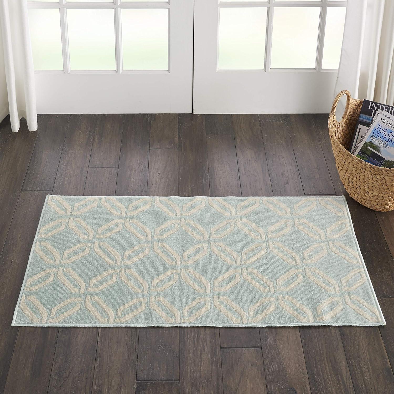Nourison Jubilant 2 x 4 (ft) Loomed Polypropylene Green Rectangular Indoor Abstract Area rug
