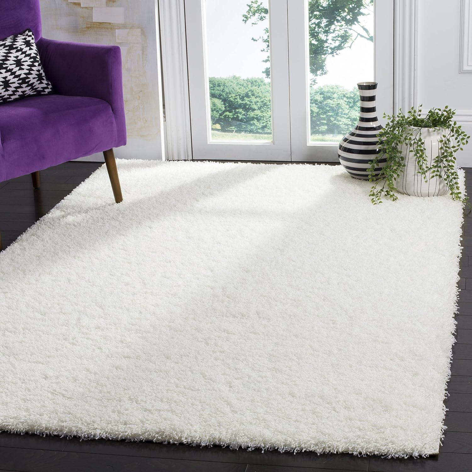 Laguna Shag SGL303 Power Loomed Indoor Area Rug - White - 4'x6' - Safavieh.