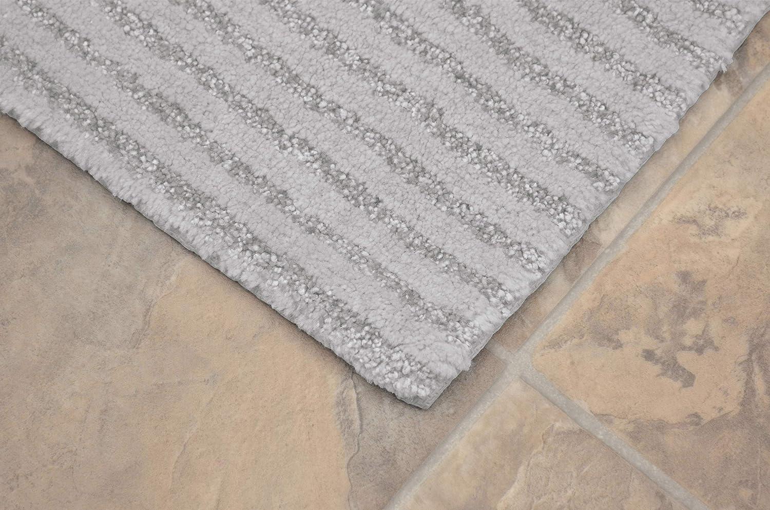 3pc Sheridan Plush Washable Nylon Bath Rug Set Platinum Gray - Garland: Includes Contour Mat, Tufted Lid Cover
