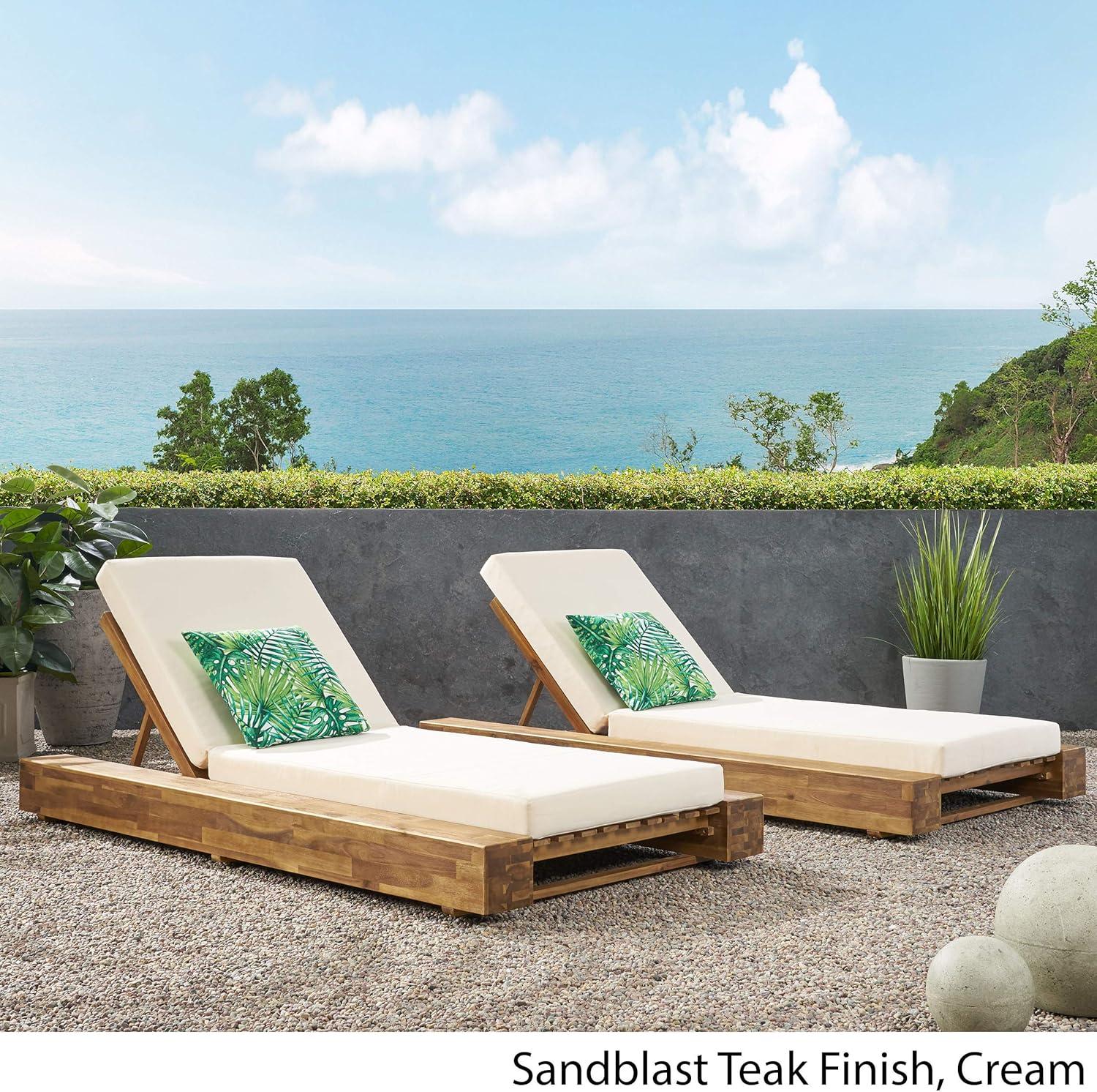 Donnie 39'' Outdoor Acacia Chaise Lounge (Set of 2)