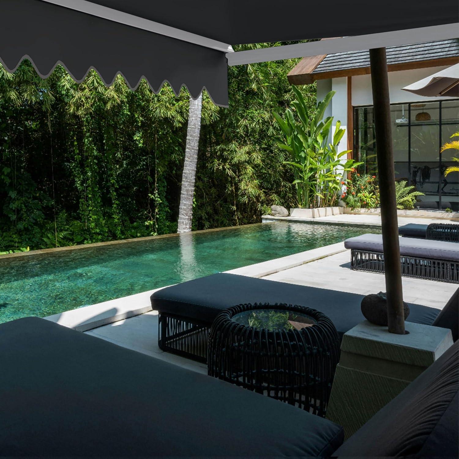 ALEKO Motorized Retractable Outdoor Awning with White Frame