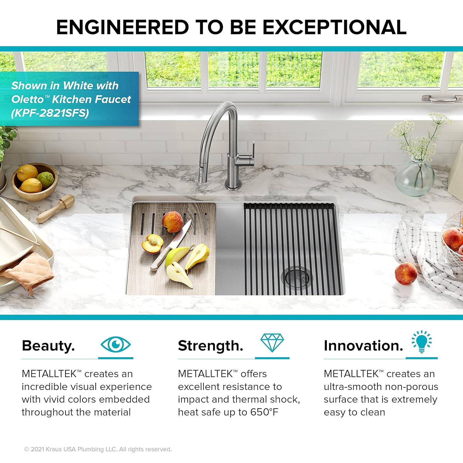 29 in. KRAUS Bellucci Workstation Undermount Granite Composite Single Bowl Kitchen Sink with Accessories
