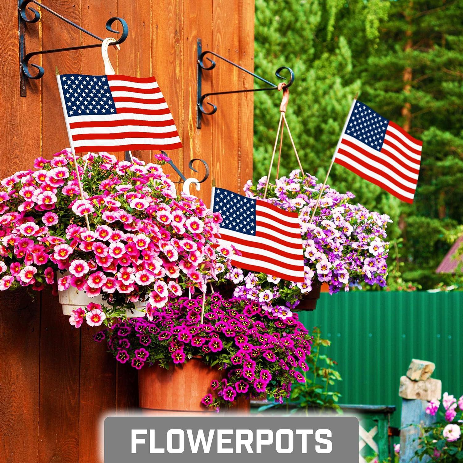 8x12 Inch Patriotic American Stick Flags with Wooden Sticks