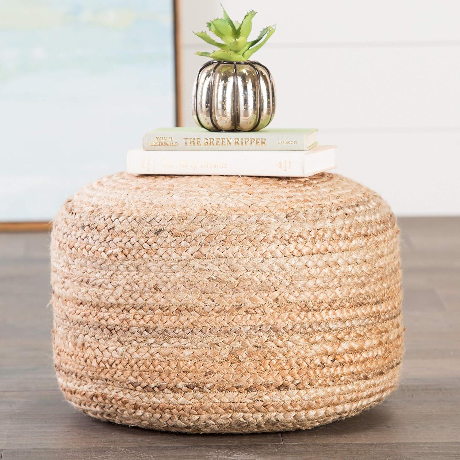 Patan Round Pouf, Natural