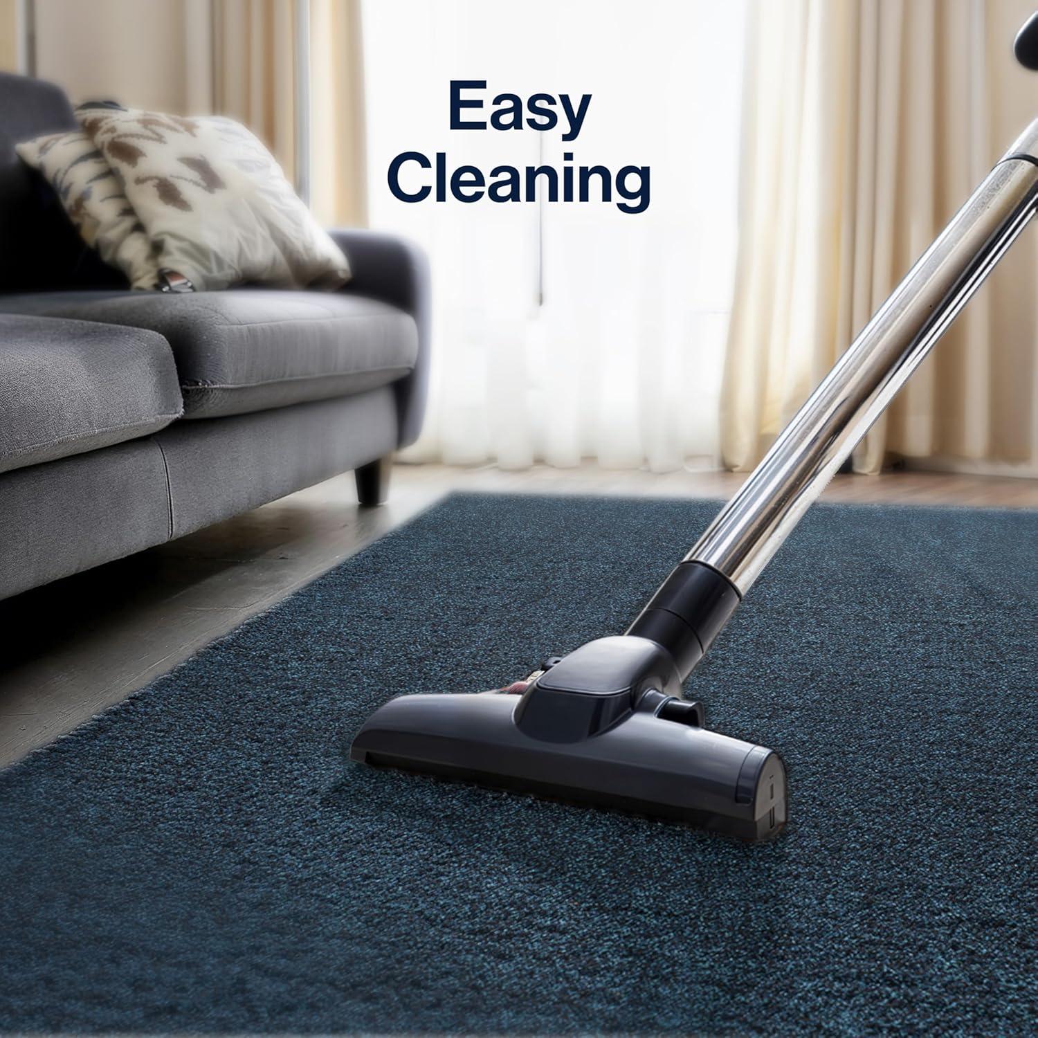 8'x10' Haze Solid Low-Pile Area Rug, Navy - JONATHAN Y