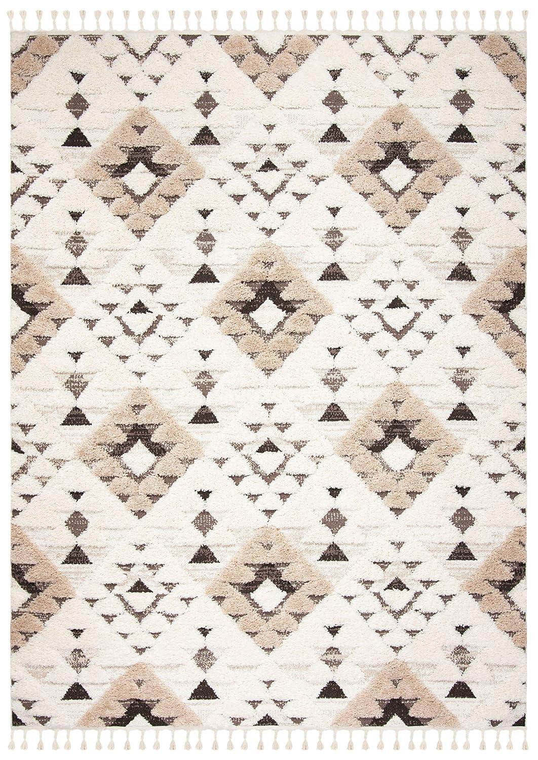 Moroccan Tassel Shag MTS688 Power Loomed Indoor Area Rug - Ivory/Brown - 9'x12' - Safavieh
