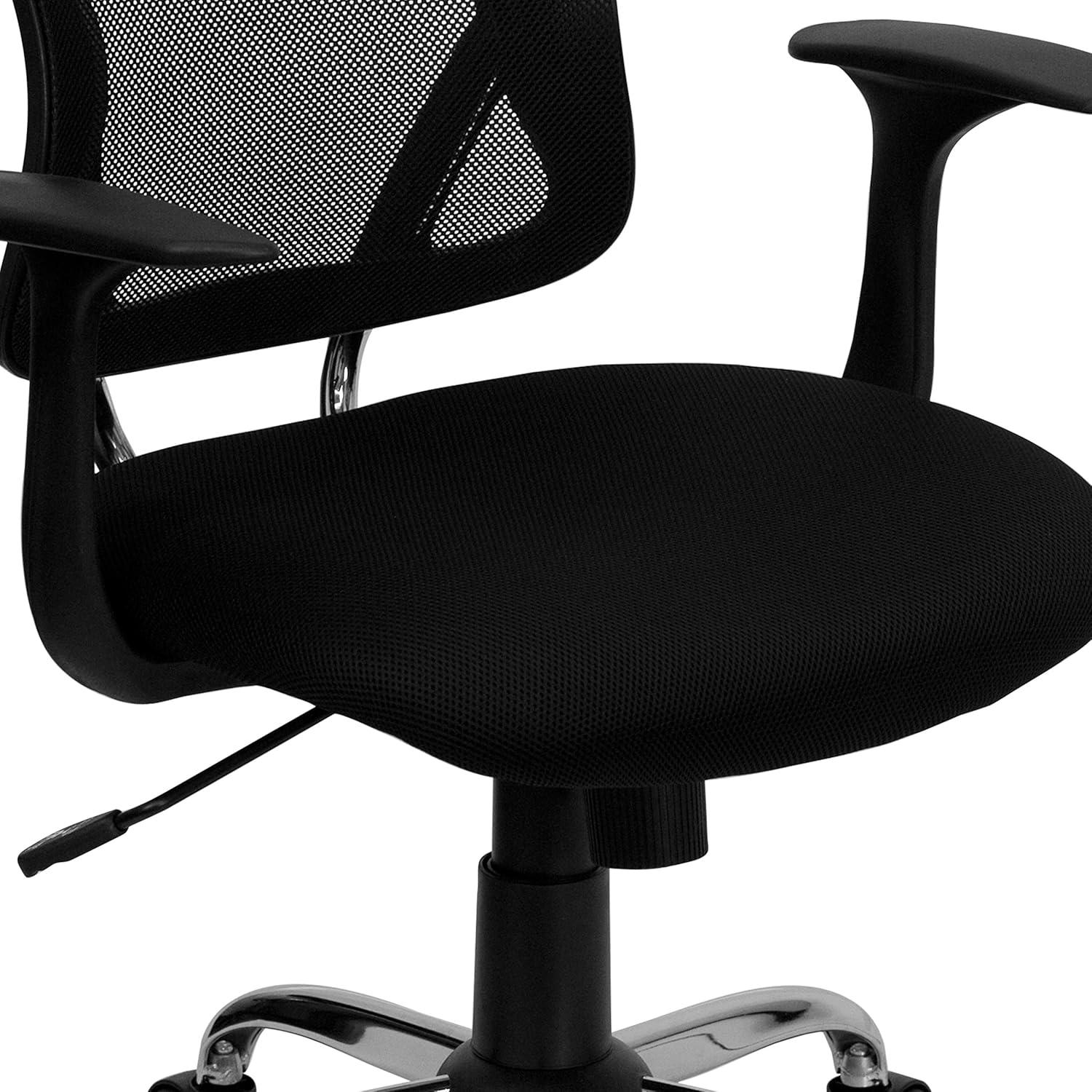 Flash Furniture Mid-Back Black Mesh Swivel Task Office Chair with Chrome Base and Arms